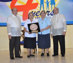 From left to right, Hon. Juan Santos, Sr. Patricia Perez RGS, Sr. Aimee Olaguer RGS and Hon. Emilio de Quiroz Jr. (Photo Courtesy of SSS)