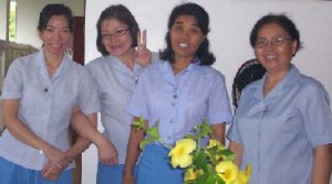 File Photo. From left to right, Sr. Imelda, Victoria, Lila of Indonesia and Sr. Teresita Figueroa